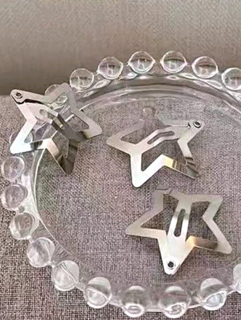 3 Silver Star Hair Clips